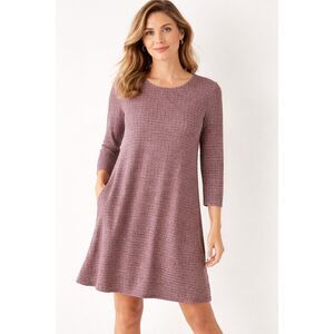 J. Jill Wearever Tunic Shift Dress Size Small Geometric Print 3/4 Sleeve Pull On